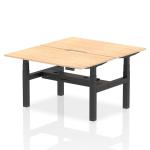 Air Back-to-Back 1400 x 800mm Height Adjustable 2 Person Bench Desk Maple Top with Scalloped Edge Black Frame HA01992
