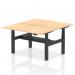 Air Back-to-Back 1400 x 800mm Height Adjustable 2 Person Office Bench Desk Maple Top with Scalloped Edge Black Frame HA01992