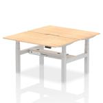 Air Back-to-Back 1400 x 800mm Height Adjustable 2 Person Bench Desk Maple Top with Scalloped Edge Silver Frame HA01994