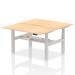 Air Back-to-Back 1400 x 800mm Height Adjustable 2 Person Bench Desk Maple Top with Scalloped Edge Silver Frame HA01994