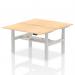 Air Back-to-Back 1400 x 800mm Height Adjustable 2 Person Office Bench Desk Maple Top with Scalloped Edge Silver Frame HA01994