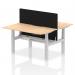 Air Back-to-Back 1400 x 800mm Height Adjustable 2 Person Office Bench Desk Maple Top with Scalloped Edge Silver Frame with Black Straight Screen HA01995