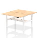 Air Back-to-Back 1400 x 800mm Height Adjustable 2 Person Bench Desk Maple Top with Scalloped Edge White Frame HA01996