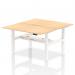 Air Back-to-Back 1400 x 800mm Height Adjustable 2 Person Office Bench Desk Maple Top with Scalloped Edge White Frame HA01996