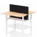 Air Back-to-Back 1400 x 800mm Height Adjustable 2 Person Office Bench Desk Maple Top with Scalloped Edge White Frame with Black Straight Screen HA01997