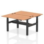 Air Back-to-Back 1400 x 800mm Height Adjustable 2 Person Bench Desk Oak Top with Cable Ports Black Frame HA01998