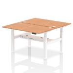 Air Back-to-Back 1400 x 800mm Height Adjustable 2 Person Bench Desk Oak Top with Cable Ports White Frame HA02002