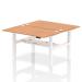Air Back-to-Back 1400 x 800mm Height Adjustable 2 Person Bench Desk Oak Top with Cable Ports White Frame HA02002