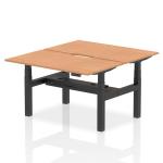 Air Back-to-Back 1400 x 800mm Height Adjustable 2 Person Bench Desk Oak Top with Scalloped Edge Black Frame HA02004