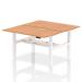Air Back-to-Back 1400 x 800mm Height Adjustable 2 Person Bench Desk Oak Top with Scalloped Edge White Frame HA02008