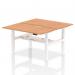 Air Back-to-Back 1400 x 800mm Height Adjustable 2 Person Office Bench Desk Oak Top with Scalloped Edge White Frame HA02008