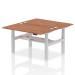 Air Back-to-Back 1400 x 800mm Height Adjustable 2 Person Bench Desk Walnut Top with Cable Ports Silver Frame HA02012