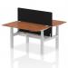 Air Back-to-Back 1400 x 800mm Height Adjustable 2 Person Office Bench Desk Walnut Top with Cable Ports Silver Frame with Black Straight Screen HA02013