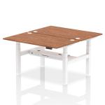 Air Back-to-Back 1400 x 800mm Height Adjustable 2 Person Bench Desk Walnut Top with Cable Ports White Frame HA02014