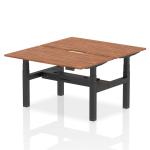Air Back-to-Back 1400 x 800mm Height Adjustable 2 Person Bench Desk Walnut Top with Scalloped Edge Black Frame HA02016