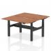 Air Back-to-Back 1400 x 800mm Height Adjustable 2 Person Office Bench Desk Walnut Top with Scalloped Edge Black Frame HA02016