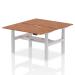 Air Back-to-Back 1400 x 800mm Height Adjustable 2 Person Bench Desk Walnut Top with Scalloped Edge Silver Frame HA02018