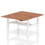Air Back-to-Back 1400 x 800mm Height Adjustable 2 Person Bench Desk Walnut Top with Scalloped Edge White Frame HA02020