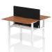 Air Back-to-Back 1400 x 800mm Height Adjustable 2 Person Bench Desk Walnut Top with Scalloped Edge White Frame with Black Straight Screen HA02021