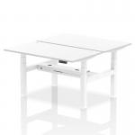 Air Back-to-Back 1400 x 800mm Height Adjustable 2 Person Office Bench Desk White Top with Cable Ports White Frame HA02026