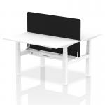 Air Back-to-Back 1400 x 800mm Height Adjustable 2 Person Office Bench Desk White Top with Cable Ports White Frame with Black Straight Screen HA02027