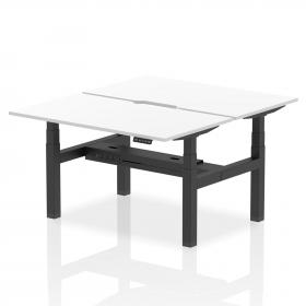 Air Back-to-Back 1400 x 800mm Height Adjustable 2 Person Bench Desk White Top with Scalloped Edge Black Frame HA02028