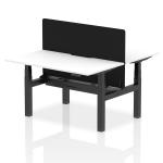Air Back-to-Back 1400 x 800mm Height Adjustable 2 Person Bench Desk White Top with Scalloped Edge Black Frame with Black Straight Screen HA02029