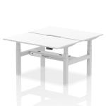 Air Back-to-Back 1400 x 800mm Height Adjustable 2 Person Bench Desk White Top with Scalloped Edge Silver Frame HA02030