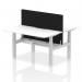 Air Back-to-Back 1400 x 800mm Height Adjustable 2 Person Office Bench Desk White Top with Scalloped Edge Silver Frame with Black Straight Screen HA02031