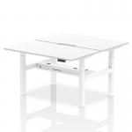 Air Back-to-Back 1400 x 800mm Height Adjustable 2 Person Office Bench Desk White Top with Scalloped Edge White Frame HA02032