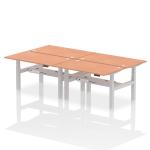 Air Back-to-Back 1400 x 800mm Height Adjustable 4 Person Bench Desk Beech Top with Cable Ports Silver Frame HA02036