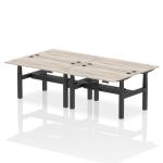 Air Back-to-Back 1400 x 800mm Height Adjustable 4 Person Bench Desk Grey Oak Top with Cable Ports Black Frame HA02046