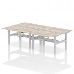 Air Back-to-Back 1400 x 800mm Height Adjustable 4 Person Bench Desk Grey Oak Top with Cable Ports Silver Frame HA02048