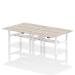 Air Back-to-Back 1400 x 800mm Height Adjustable 4 Person Bench Desk Grey Oak Top with Cable Ports White Frame HA02050