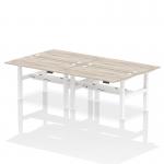 Air Back-to-Back 1400 x 800mm Height Adjustable 4 Person Bench Desk Grey Oak Top with Cable Ports White Frame HA02050