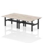 Air Back-to-Back 1400 x 800mm Height Adjustable 4 Person Bench Desk Grey Oak Top with Scalloped Edge Black Frame HA02052