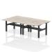 Air Back-to-Back 1400 x 800mm Height Adjustable 4 Person Bench Desk Grey Oak Top with Scalloped Edge Black Frame HA02052