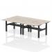 Air Back-to-Back 1400 x 800mm Height Adjustable 4 Person Bench Desk Grey Oak Top with Scalloped Edge Black Frame HA02052