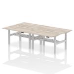 Air Back-to-Back 1400 x 800mm Height Adjustable 4 Person Bench Desk Grey Oak Top with Scalloped Edge Silver Frame HA02054
