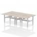 Air Back-to-Back 1400 x 800mm Height Adjustable 4 Person Bench Desk Grey Oak Top with Scalloped Edge Silver Frame HA02054