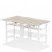 Air Back-to-Back 1400 x 800mm Height Adjustable 4 Person Bench Desk Grey Oak Top with Scalloped Edge White Frame HA02056