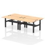 Air Back-to-Back 1400 x 800mm Height Adjustable 4 Person Bench Desk Maple Top with Cable Ports Black Frame HA02058