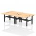 Air Back-to-Back 1400 x 800mm Height Adjustable 4 Person Office Bench Desk Maple Top with Cable Ports Black Frame HA02058