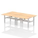 Air Back-to-Back 1400 x 800mm Height Adjustable 4 Person Bench Desk Maple Top with Cable Ports Silver Frame HA02060