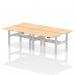 Air Back-to-Back 1400 x 800mm Height Adjustable 4 Person Office Bench Desk Maple Top with Cable Ports Silver Frame HA02060