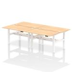 Air Back-to-Back 1400 x 800mm Height Adjustable 4 Person Bench Desk Maple Top with Cable Ports White Frame HA02062