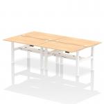 Air Back-to-Back 1400 x 800mm Height Adjustable 4 Person Office Bench Desk Maple Top with Cable Ports White Frame HA02062