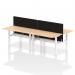 Air Back-to-Back 1400 x 800mm Height Adjustable 4 Person Office Bench Desk Maple Top with Cable Ports White Frame with Black Straight Screen HA02063