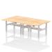 Air Back-to-Back 1400 x 800mm Height Adjustable 4 Person Bench Desk Maple Top with Scalloped Edge Silver Frame HA02066