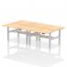 Air Back-to-Back 1400 x 800mm Height Adjustable 4 Person Office Bench Desk Maple Top with Scalloped Edge Silver Frame HA02066